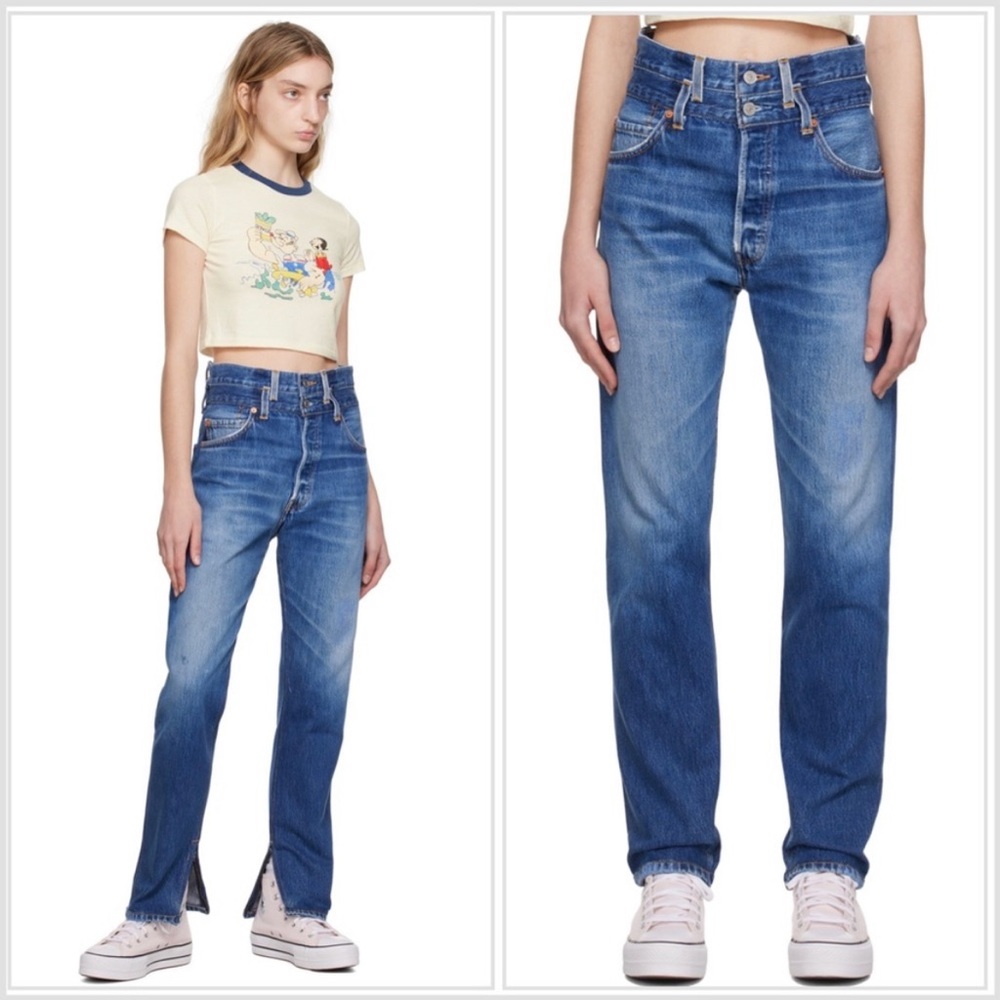 NEW RE/DONE x Levi’s Blue Double Waisted Uber High Waisted Jeans sz 26